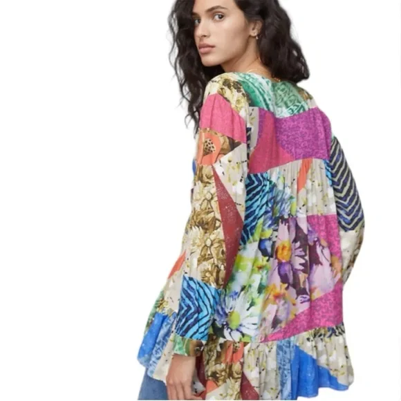 Anthropologie Conditions Apply Multicolor Tunic Top Size Large - Picture 2 of 10